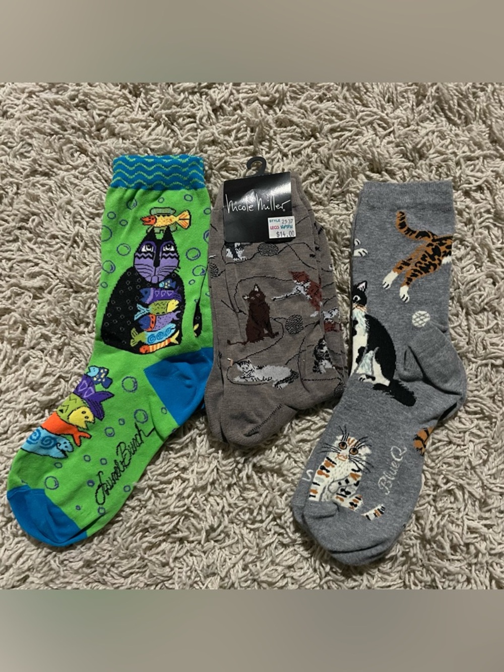 Women’s Vintage Pattern. Funky Cat Socks (3)